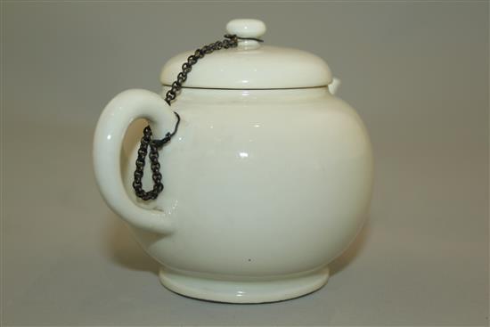 A Japanese white glazed porcelain globular teapot and cover, late 19th / early 20th century, height 9.5cm